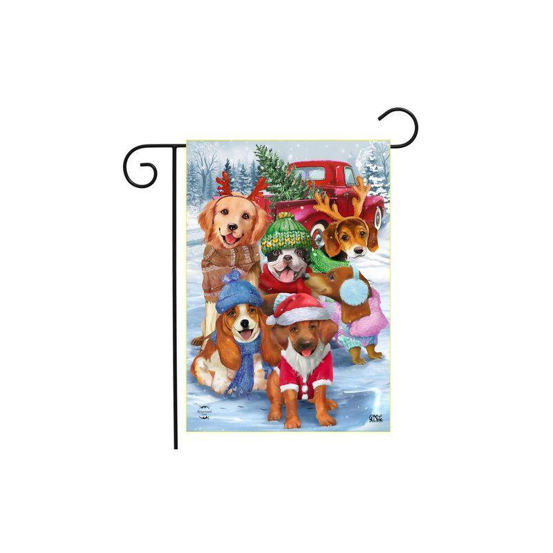 Festive Pups Winter Christmas Garden Flag 18" x 12.5" Briarwood Lane