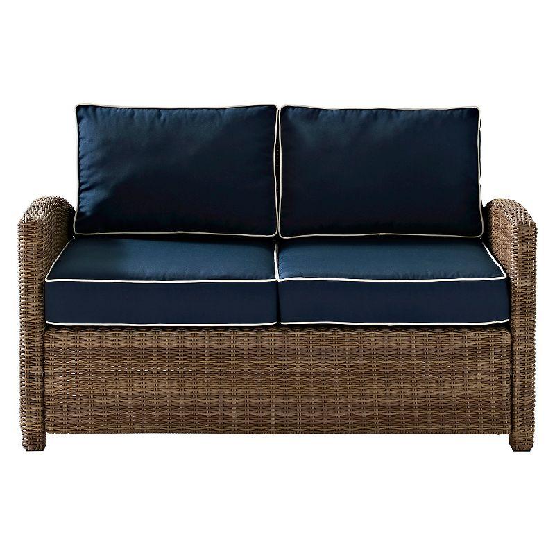 Bradenton Navy and Brown Outdoor Wicker Loveseat