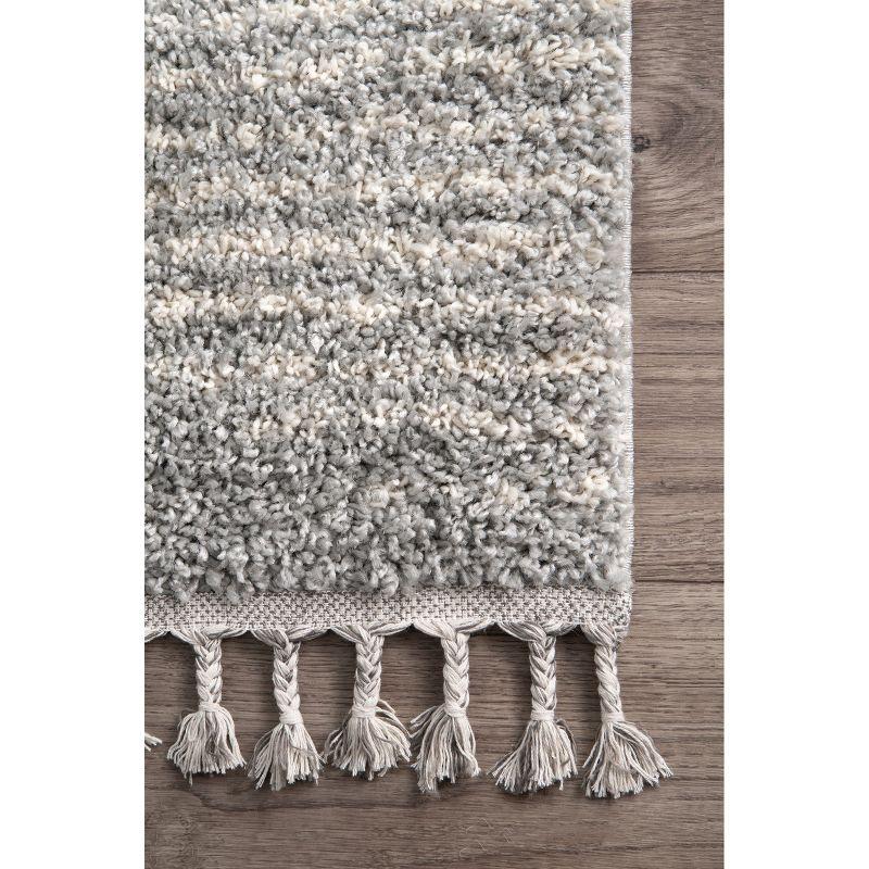 Gray Diamond Braided Shag 4' x 6' Synthetic Area Rug