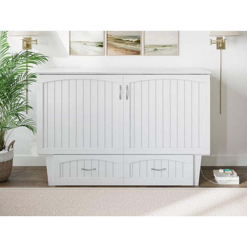 Queen Nantucket Murphy Bed Chest USB Turbo Charger White - AFI