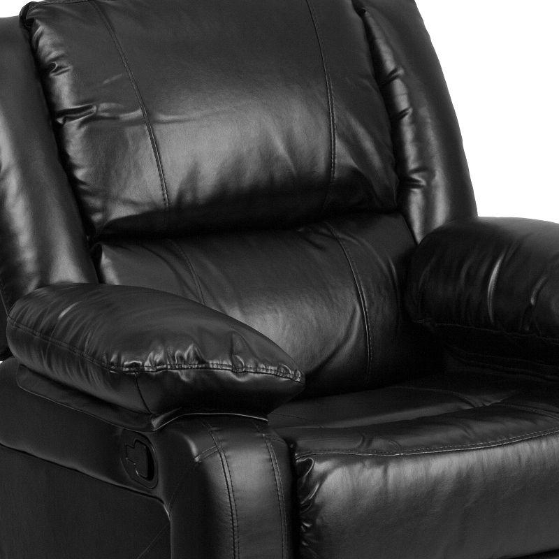 Contemporary Black LeatherSoft Metal Recliner with Plush Cushions