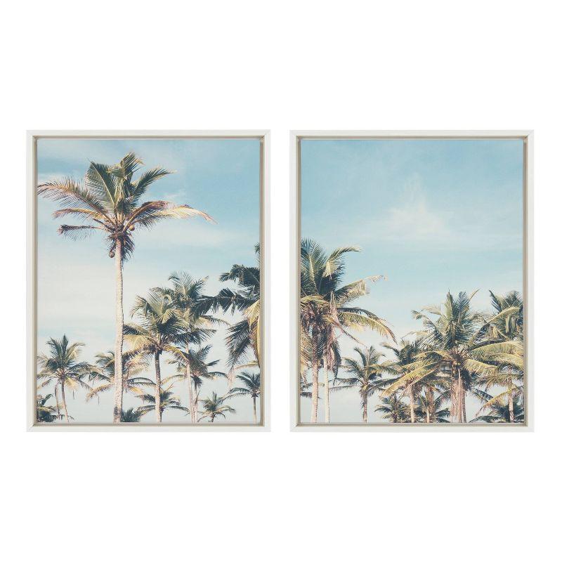 18" x 24" 2pc Sylvie Coastal Coconut Palm Tree Beach Framed Canvas Set by the Creative Bunch Studio White - Kate & Laurel All Things Decor