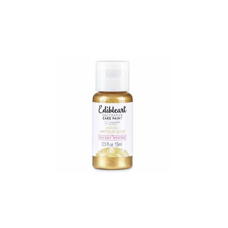 Sweet Sticks Edible Art Metallic Food Paint, 15ml, Antique Gold