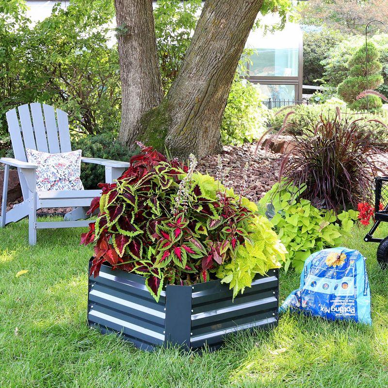 Sunnydaze Corrugated Galvanized Steel Raised Garden Bed for Plants, Vegetables, and Flowers - 24" Square x 11.75" H