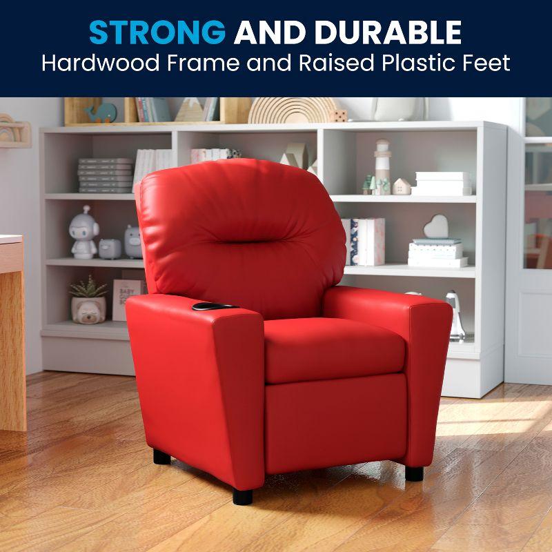 Flash Furniture Chandler Contemporary Red Vinyl Kids Recliner with Cup Holder