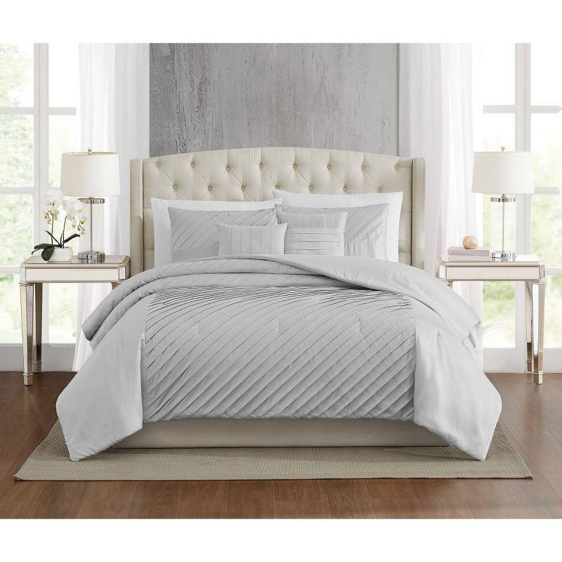 5th Avenue Lux 9pc James Pleated Comforter Set Silver