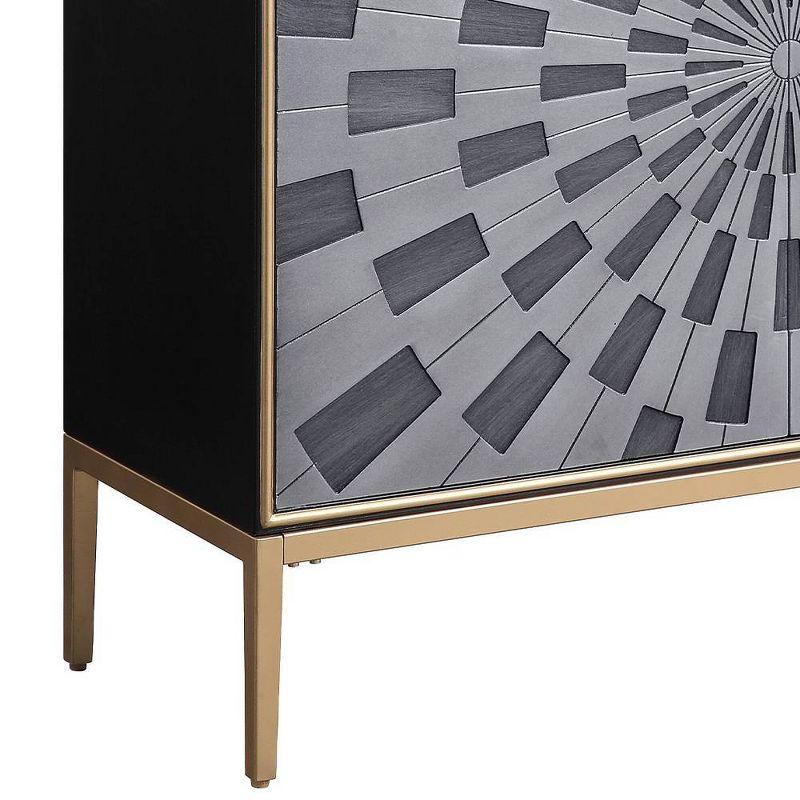 39" Quilla Accent Table Black, Gray and Brass Finish - Acme Furniture