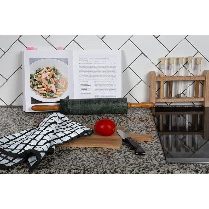 White Classic 100% Cotton Checkered Design Kitchen Towel Set of 8 - 16x26" Black