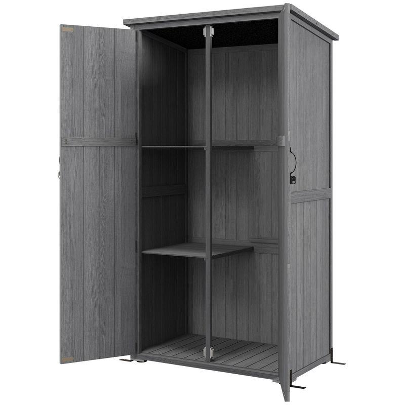 Outsunny Outdoor 3 ft. W x 2 ft. D Wood Vertical Tool Shed