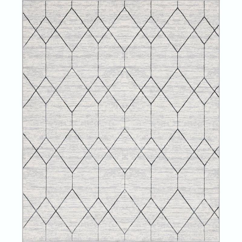 Unique Loom 8' 0 x 10' 0 White Matrix Trellis Deco Area Rug