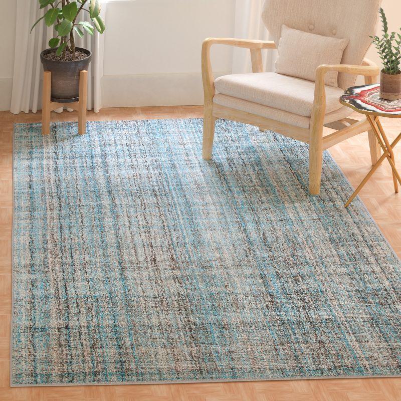 Abstract Blue Harmony 4' Square Hand-Tufted Wool Blend Rug