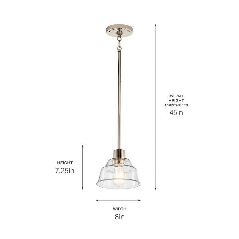 Polished Nickel Mini Pendant with Clear Glass Shade