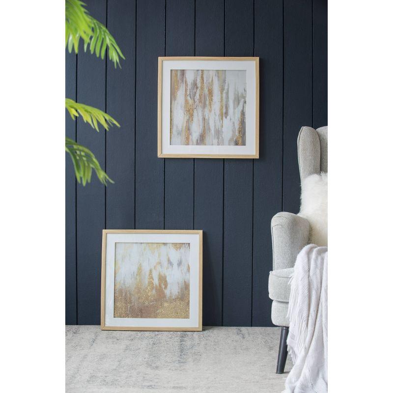 Set of 2 Framed Under Glass Arts Gold/White/Natural - A&B Home