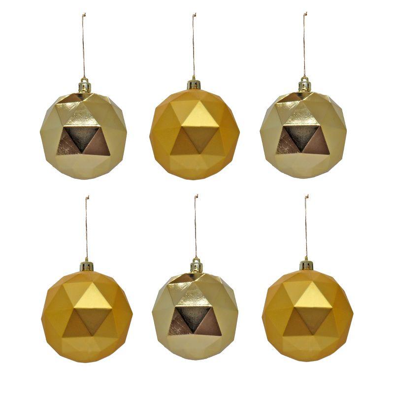 National Tree Company First Traditions Christmas Tree Ornaments, Metallic and Matte Yellow Gold, Set of 6