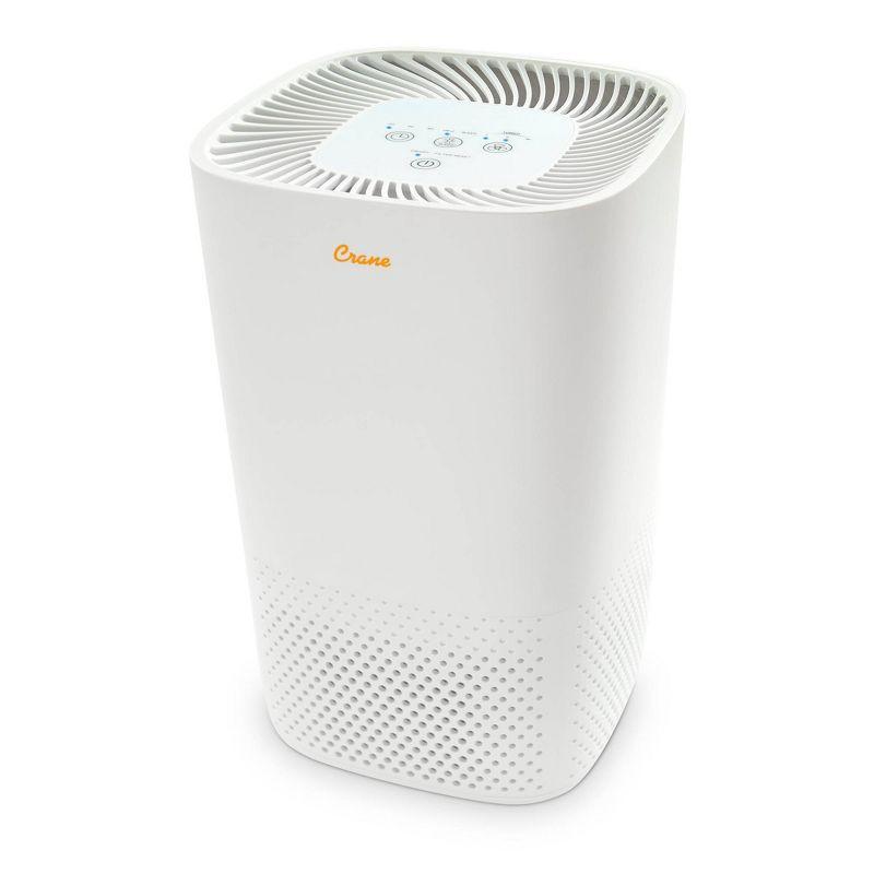 Crane White True HEPA Filter Tower Air Purifier