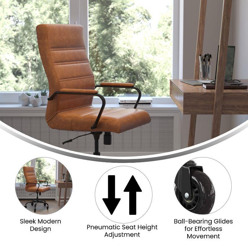 Flash Furniture Whitney High Back Executive Swivel Office Chair with Black Frame, Arms, and Transparent Roller Wheels