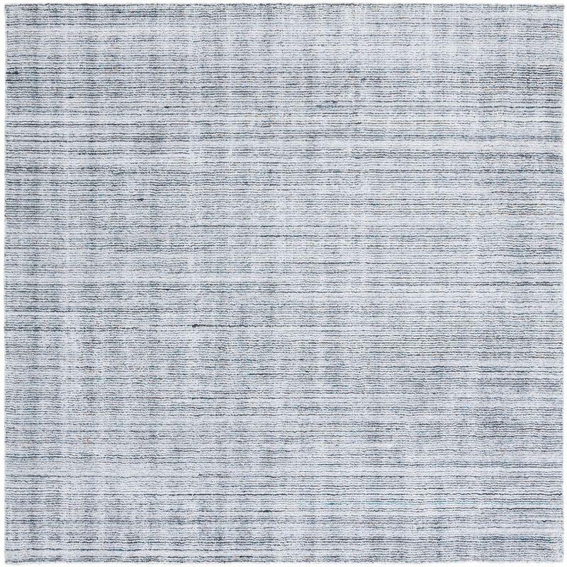 Gray Handmade Square Wool and Viscose Area Rug