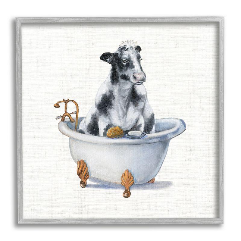 Dairy Cow in Bathtub Country Farm Animal by Donna Brooks - Painting on Canvas