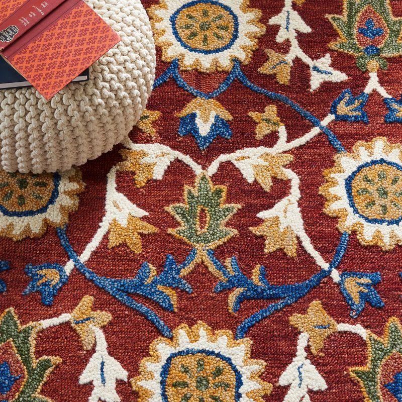 Blossom BLM564 Hand Tufted Area Rug - Rust/Blue - 4'x6' - Safavieh.