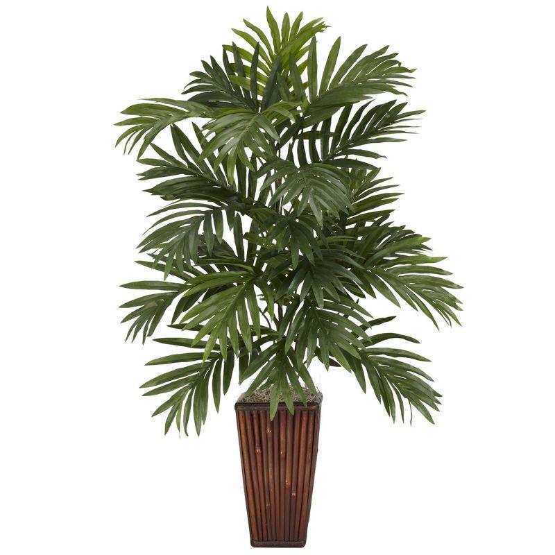 Nearly Natural Areca Palm with Bamboo Vase Silk Plant