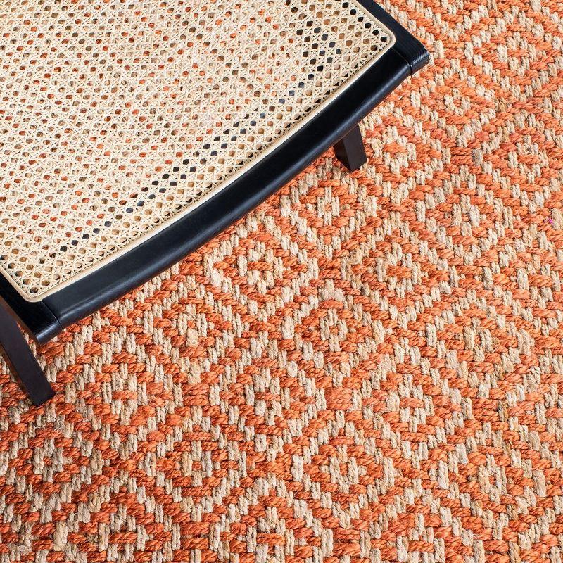 Handmade Orange and Natural Jute Area Rug 4' x 6'