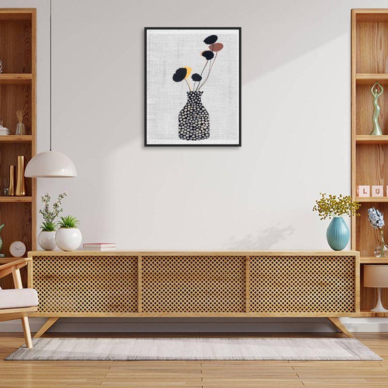 23" x 28" Decorated Vase with Plant II by Melissa Wang Framed Canvas Wall Art Print - Amanti Art: Modern Lithograph, Polystyrene Frame