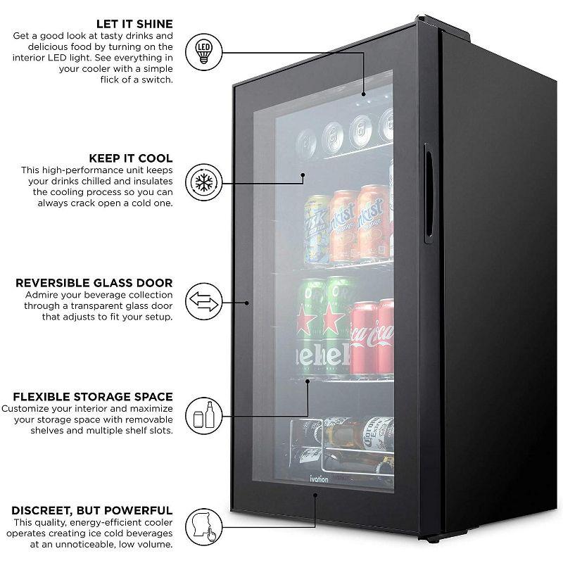 Ivation 101 Can Mini Fridge, Small Adjustable Beverage Refrigerator