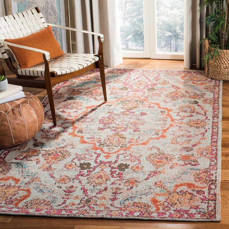 Vintage Charm Red & Beige Cotton Blend 6' x 9' Area Rug