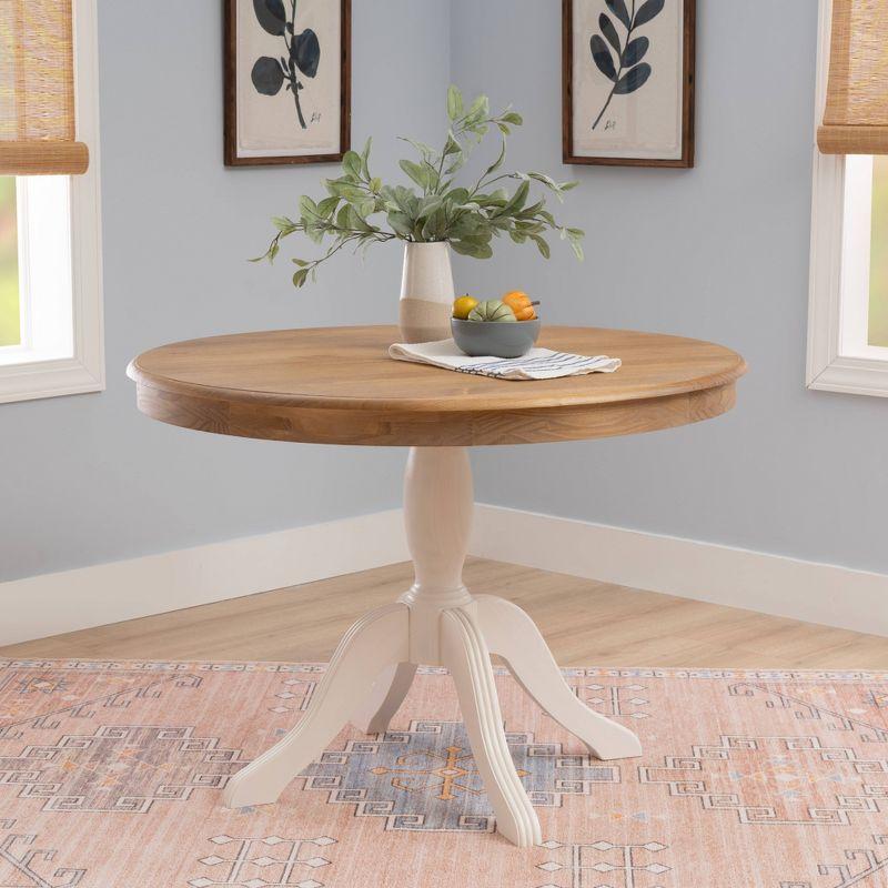 Tobin Traditional Pedestal Dining Table White/Natural - Linon