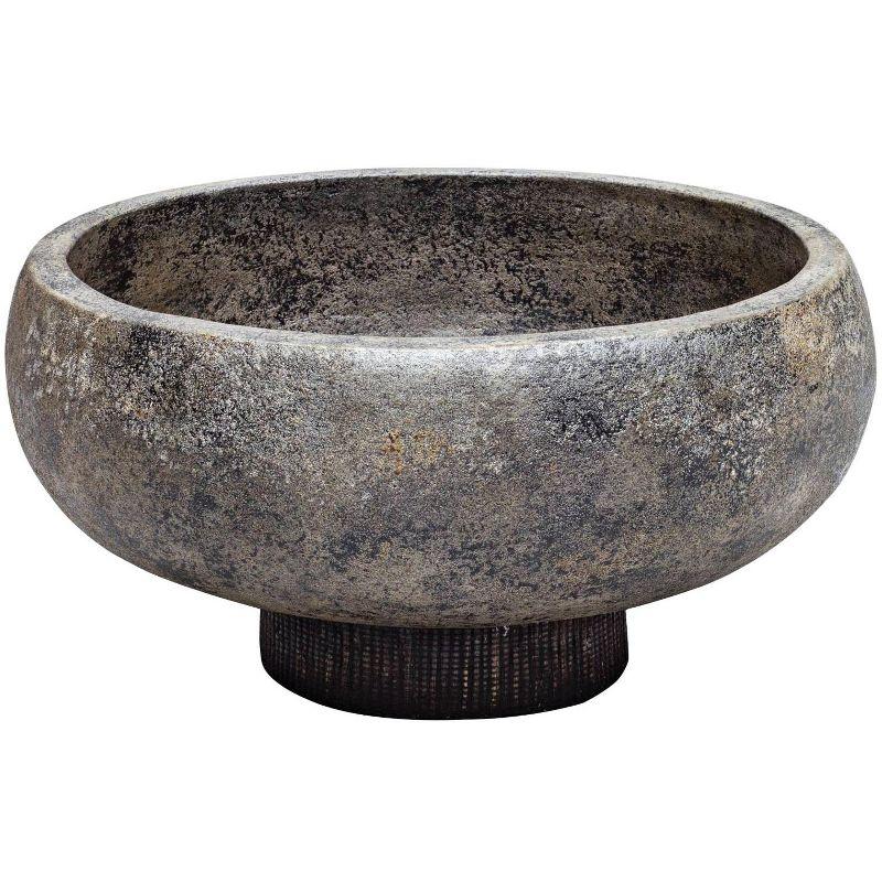 Brixton 14" Black Terracotta Handcrafted Bowl with Stand