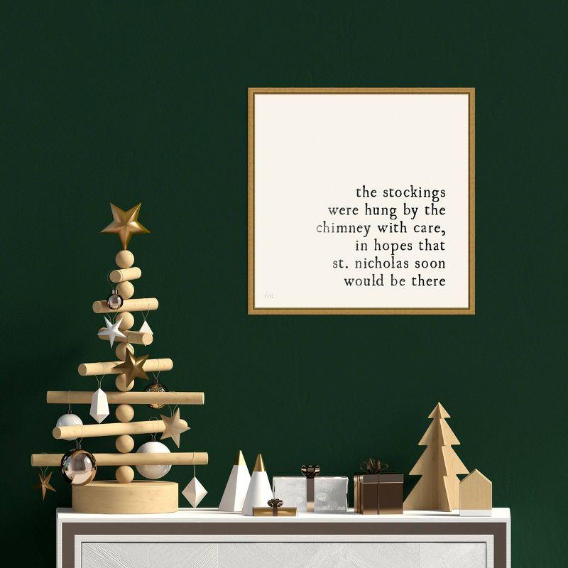 Amanti Art 16" x 16" Simple Christmas II Cream by Laura Marshall Framed Canvas Wall Art : Holiday Typography Decor, Seasonal Lithograph