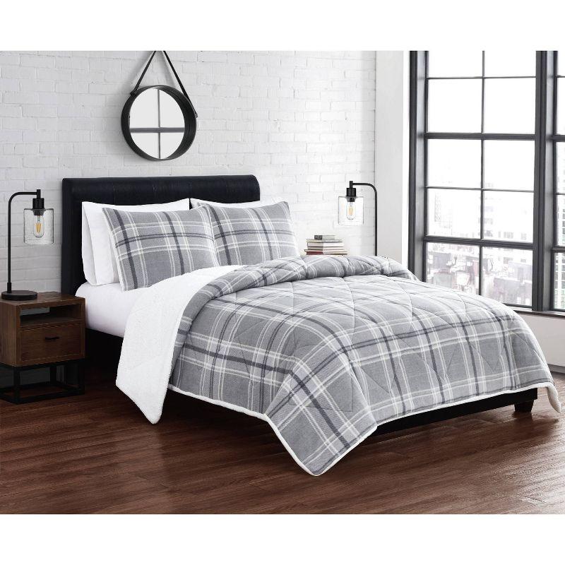 Traditional Box Stitch Plaid Comforter Set