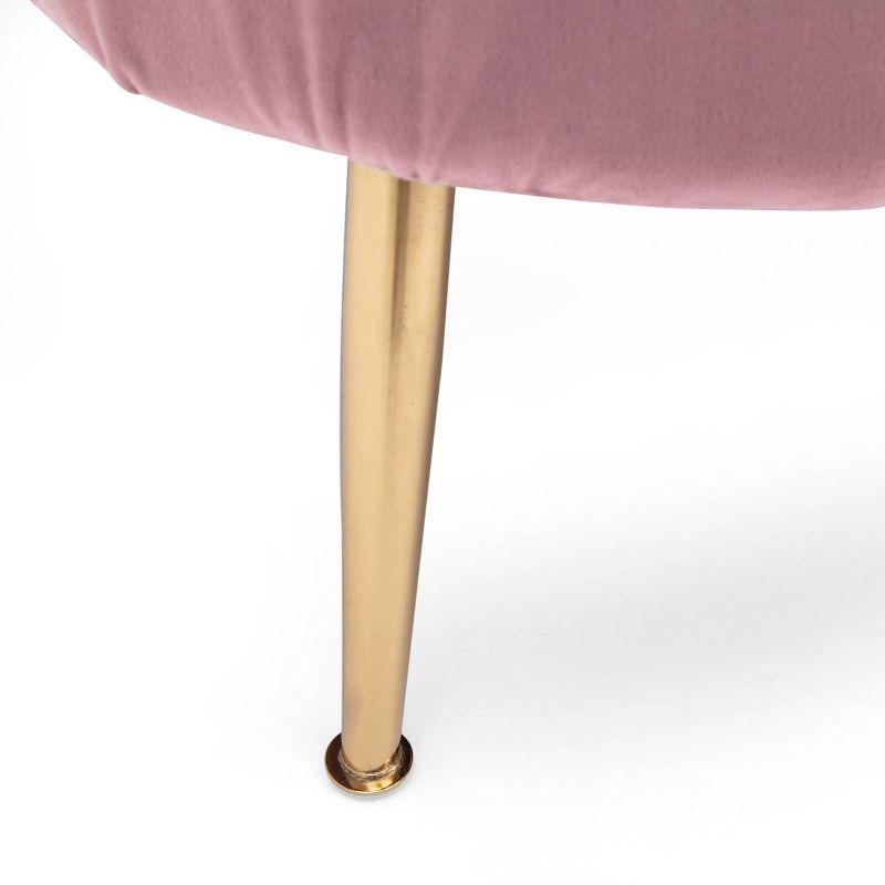 Reitz Modern Glam Velvet Channel Stitch 3 Seater Shell Sofa Blush Pink/Gold - Christopher Knight Home: Durable Iron Legs, Polyester Upholstery