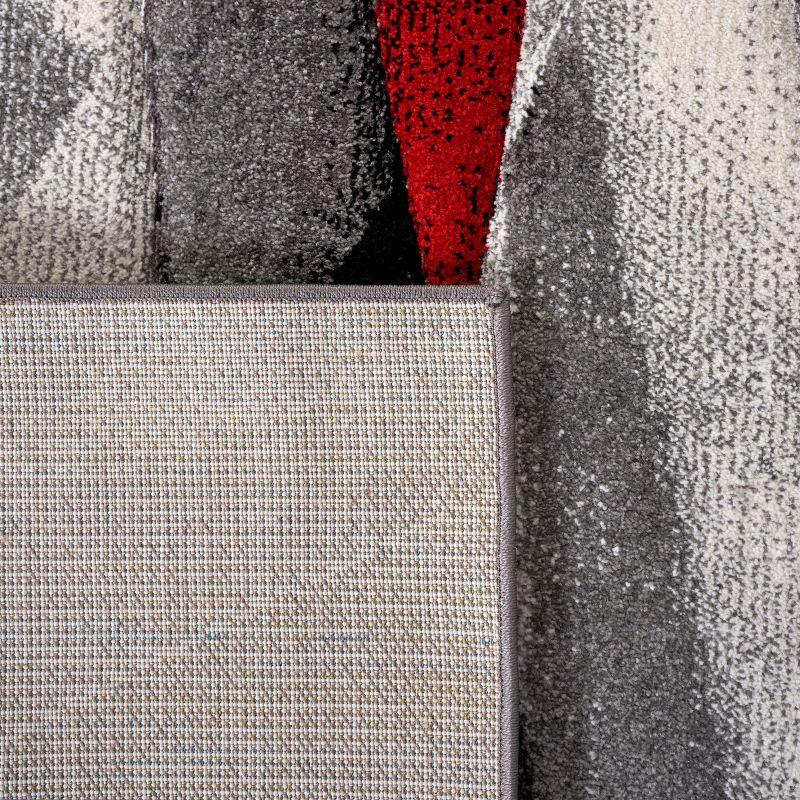 Hollywood HLW710 Machine Made Accent Rug - 2'7"x5' - Grey/Red - Safavieh