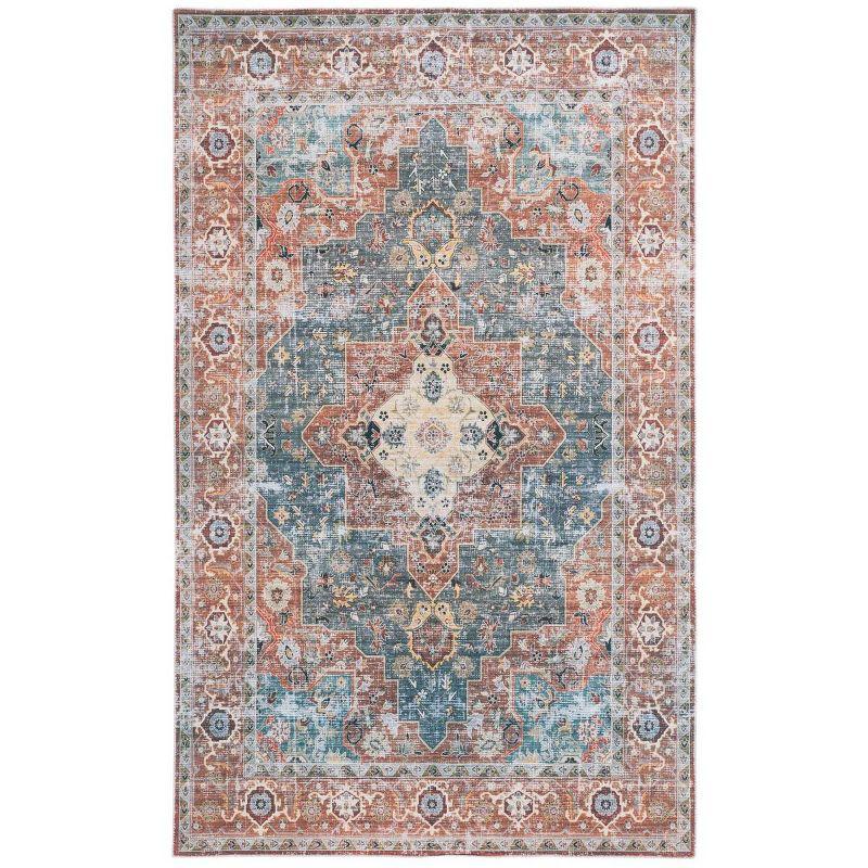 Arizona ARZ126 Power Loomed Machine Washable Area Rug - Rust/Blue Green - 8'x10' - Safavieh.