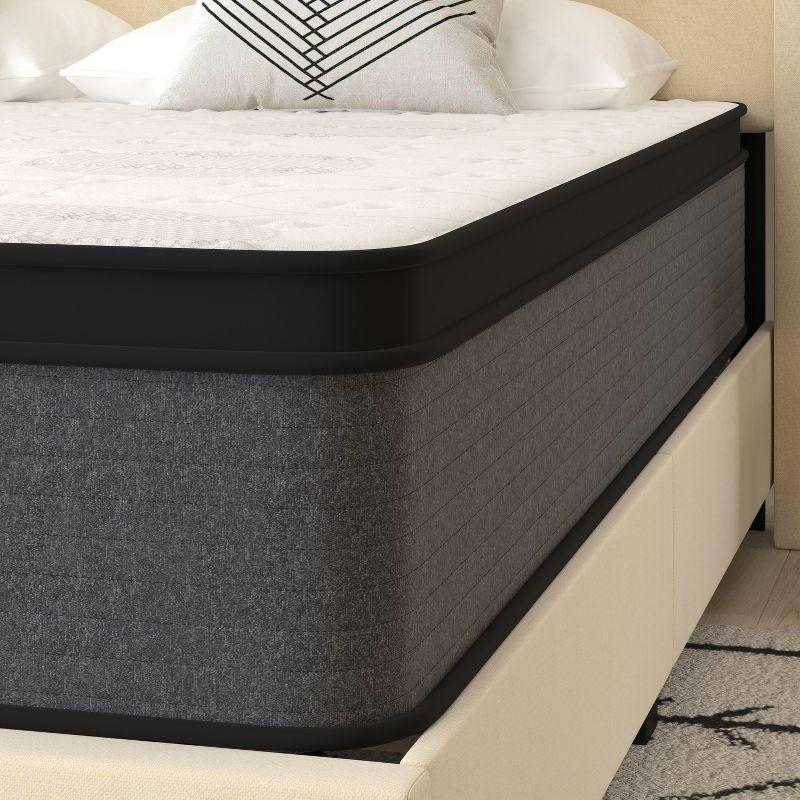 Merrick Lane Full Size 13" Euro Top Mattress in a Box with Hybrid Pocket Spring and Foam Design for Supportive Pressure Relief