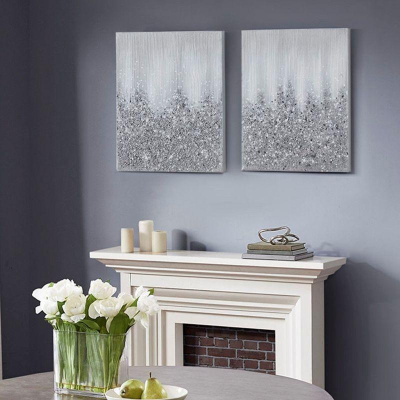 Ivy Bronx Heavily Embellished 2-Piece Abstract Canvas Wall Art Set – Modern Metallic Accents & Textured Design
