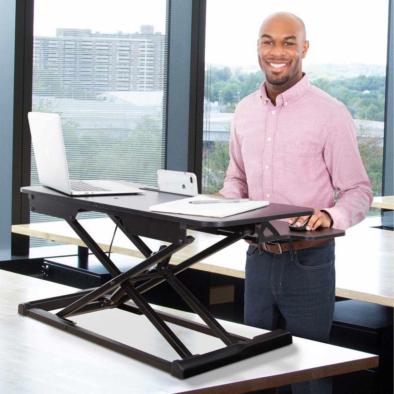 FlexPro Hero Standing Desk Converter - 32” Sit to Stand Desk with Keyboard Tray – Stand Steady