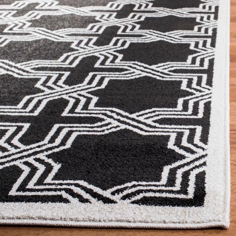 Anthracite and Ivory Geometric Low Pile Area Rug