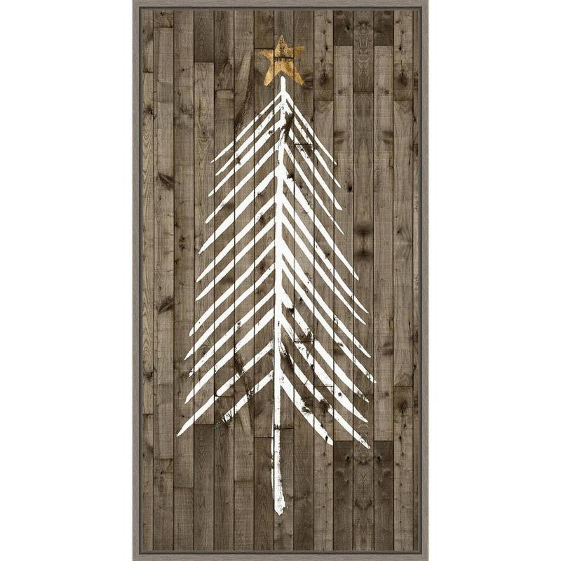 Rustic Brown and White Christmas Tree Canvas Wall Art