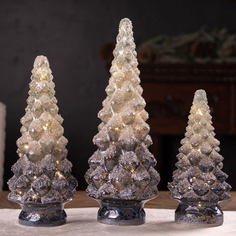 Melrose Frosted Glass Tree Decor (Set of 3)