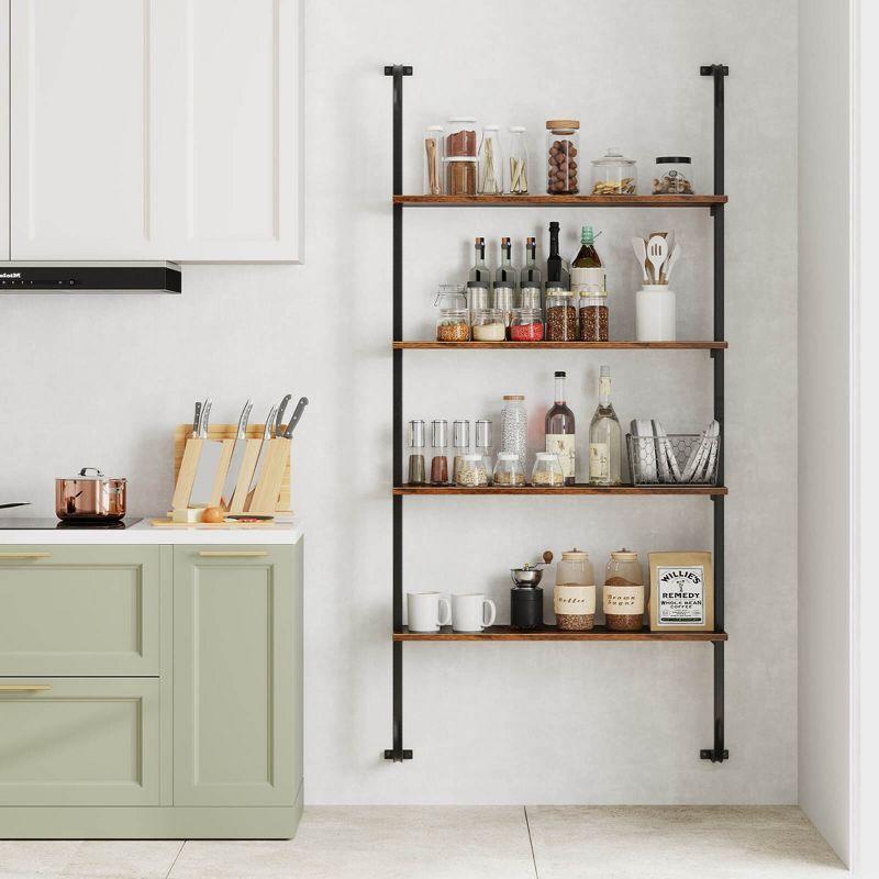Costway 1 PCS 4-Tier Wall-mounted Ladder Shelf Display Bookshelf with Heavy-duty Metal Frame