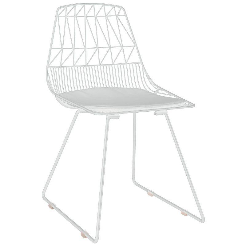 Chic French White Faux Leather Upholstered Side Chair with Slat Design