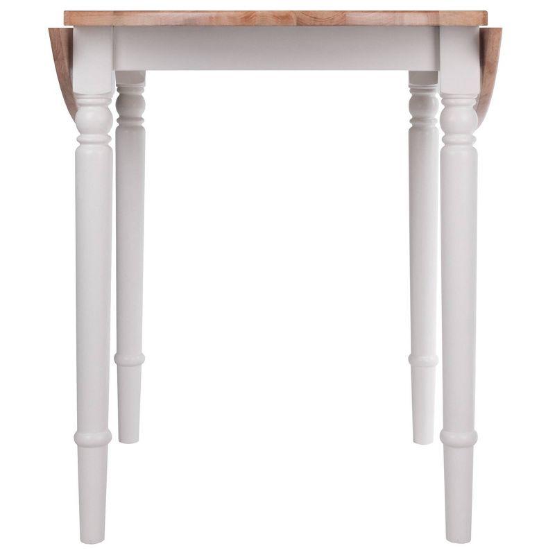 Sorella Round Drop Leaf Dining Table Natural/White - Winsome: Modern 4-Point Leg Kitchen Table, Seats 4