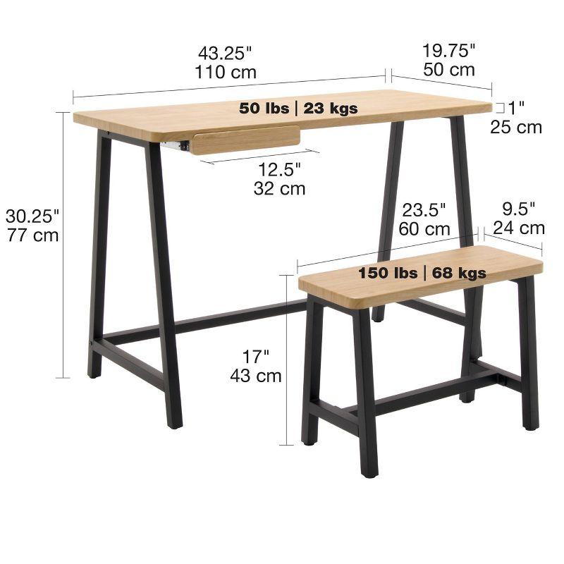 Craft Desk Wood Light Brown - Studio Designs: Home Office Furniture Set with Bench, Laminated Surface