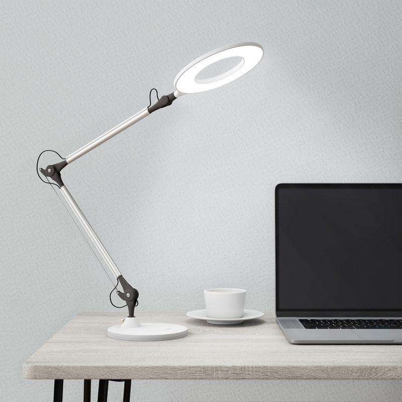 Hastings Home Adjustable Swing Arm LED Desk Lamp for Home Office (White)
