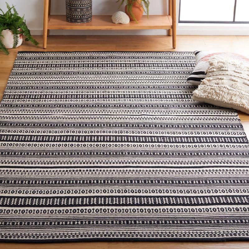 Montauk 6' Square Black and Ivory Flat Woven Cotton Rug