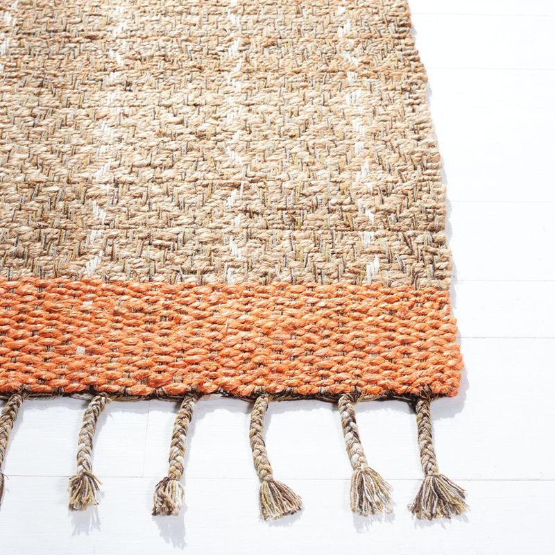 Handmade Square 6' Orange and Natural Wool Area Rug