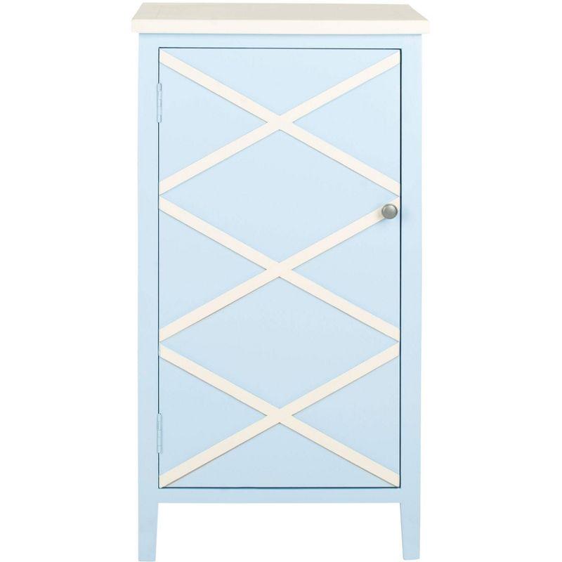 Light Blue and White Poplar Accent Cabinet with Latticework