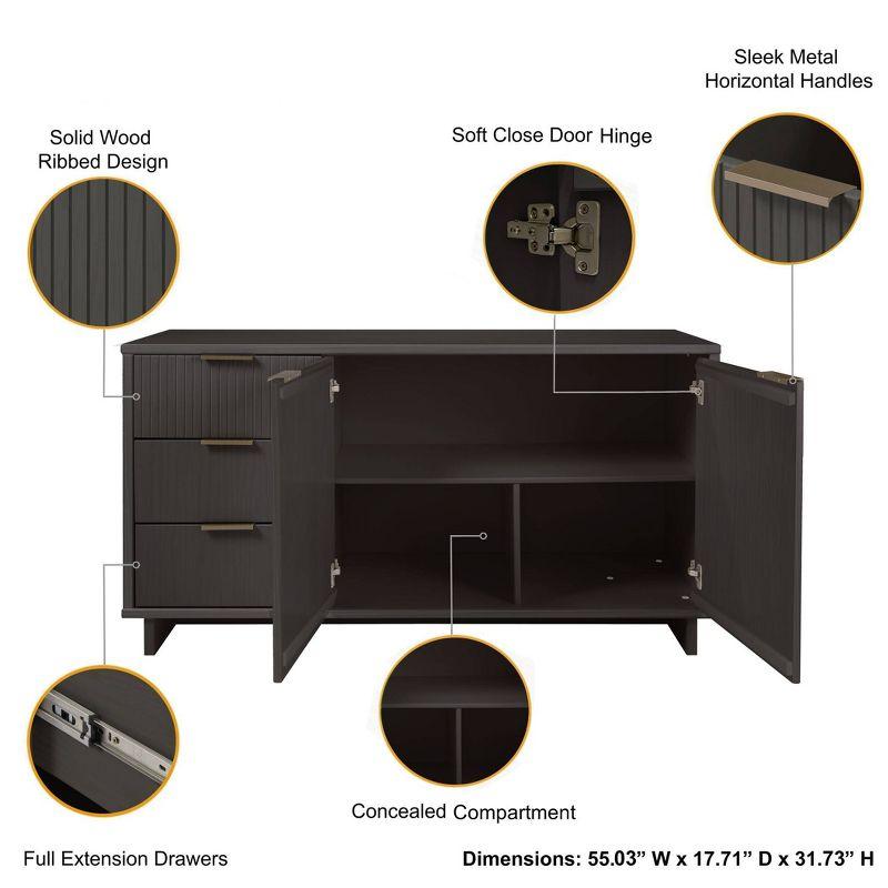 55.07" Granville Modern 3 Drawer Sideboard - Manhattan Comfort